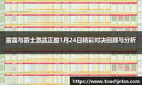 雷霆与爵士激战正酣1月24日精彩对决回顾与分析